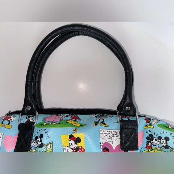 Disney Parks Authentic Mickey & Minnie Mouse Comic Strip Handbag Purse Blue - Picture 6 of 16